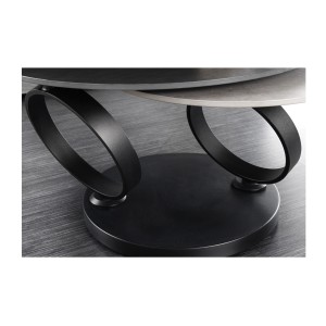 Zoom sur les anneaux de la table basse SOLYNE noire et grise