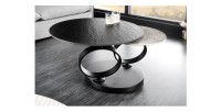Table basse SOLYNE noire et grise avec plateaux l'un sous l'autre