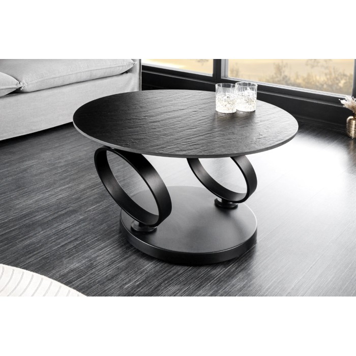 Zoom sur la table basse SOLYNE noire et grise avec seulement le plateau noir