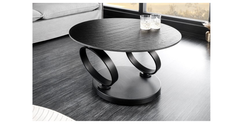 Zoom sur la table basse SOLYNE noire et grise avec seulement le plateau noir