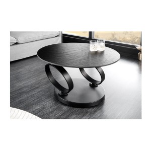 Zoom sur la table basse SOLYNE noire et grise avec seulement le plateau noir