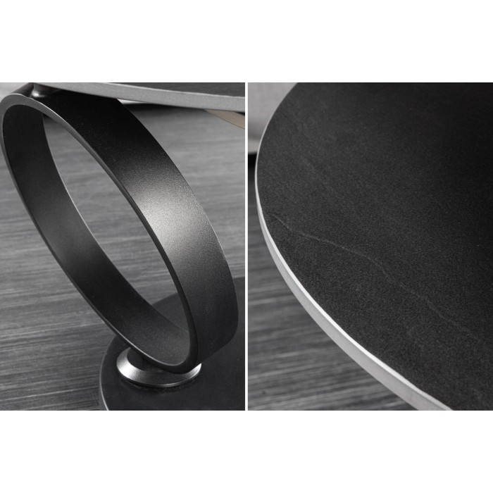 Zoom sur les détails de la table basse SOLYNE noire et grise