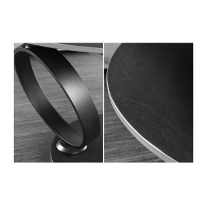 Zoom sur les détails de la table basse SOLYNE noire et grise