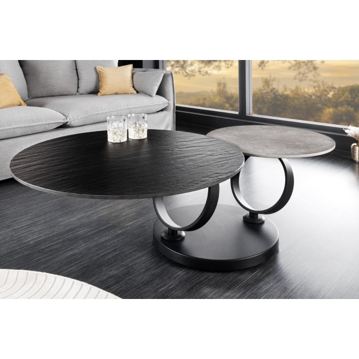 Table basse SOLYNE noire et grise mise en situation