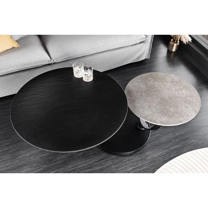 Table basse SOLYNE noire et grise vue de haut