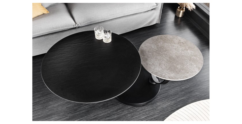 Table basse SOLYNE noire et grise vue de haut