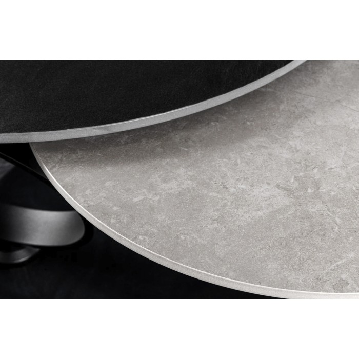 Zoom sur le plateau gris de la table basse SOLYNE noire et grise