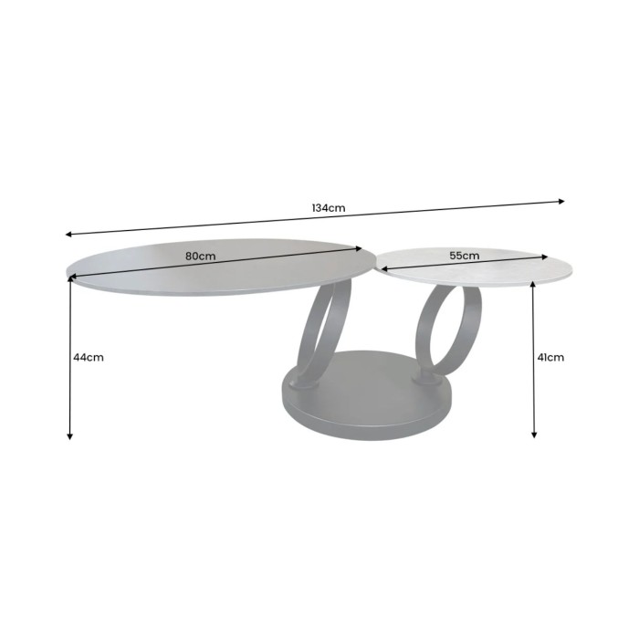 Table basse SOLYNE noire et grise dimensions