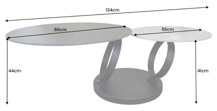 Table basse SOLYNE noire et grise dimensions