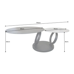 Table basse SOLYNE noire et grise dimensions