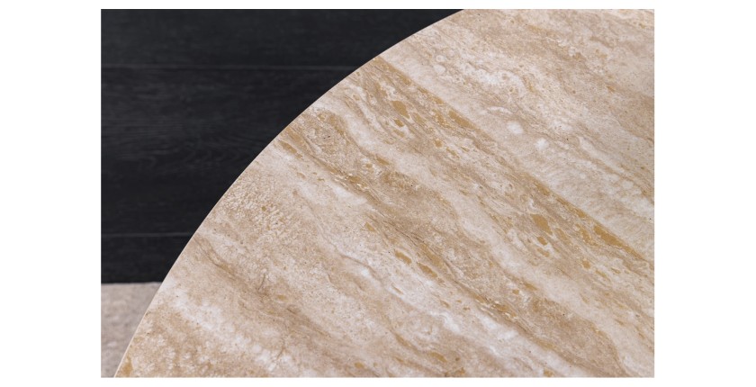 Zoom sur le plateau beige de la table basse SOLYNE avec plateaux marron et beige