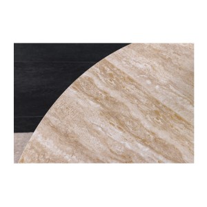 Zoom sur le plateau beige de la table basse SOLYNE avec plateaux marron et beige