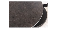 Zoom sur le plateau marron de la table basse SOLYNE avec plateaux marron et beige