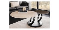 Table basse SOLYNE avec plateaux marron et beige mise en situation