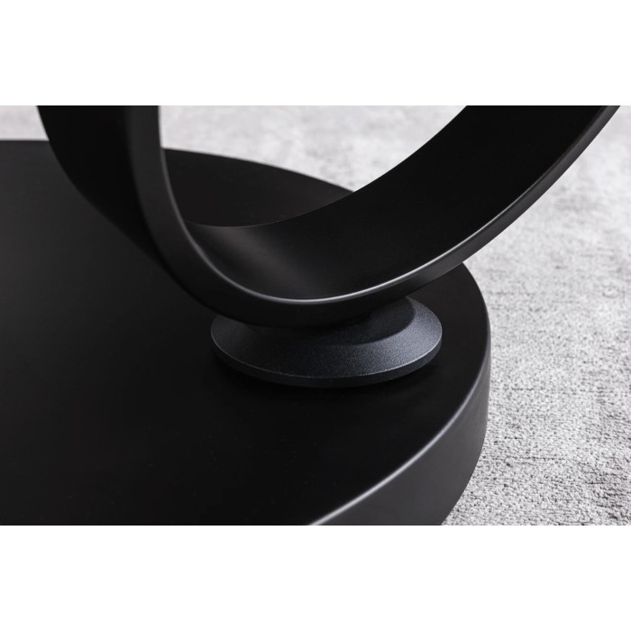 Zoom sur le pied de la table basse SOLYNE avec plateaux marron et beige