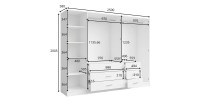 Armoire KALISTA 250 cm beige sable avec miroirs et 6 tiroirs