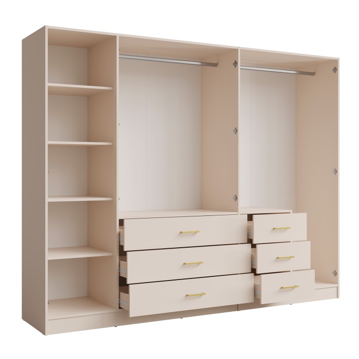 Armario KALISTA 250 cm beige arena con espejos y 6 cajones
