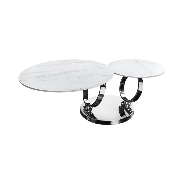 Table basse SOLYNE avec plateaux effet marbre blanc