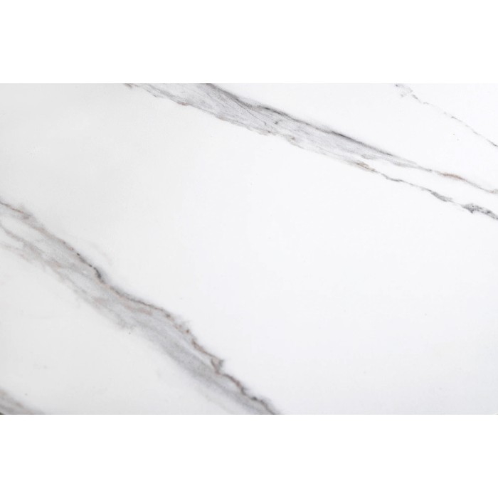 Zoom sur la texture du plateau de la table basse SOLYNE avec plateaux effet marbre blanc