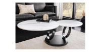Table basse SOLYNE avec plateaux effet marbre blanc et pieds noir vue de haut