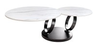 Table basse SOLYNE avec plateaux effet marbre blanc et pieds noir