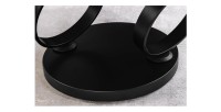Zoom sur les anneaux de la table basse SOLYNE avec plateaux effet marbre blanc et pieds noir