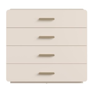 Kommode mit 4 Schubladen AMALIE – Farbe Sandbeige – L100 x H93 x P42 cm – Elegante Ausführung und sanfte Formen