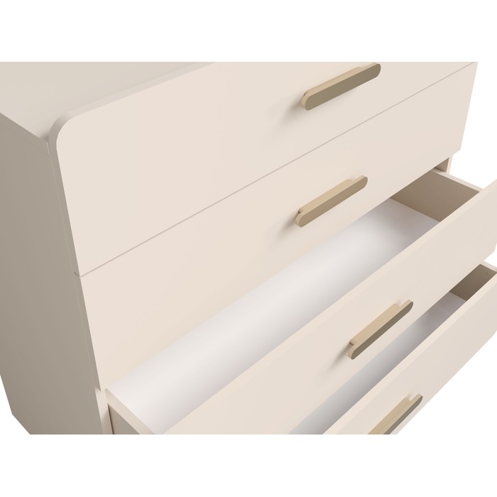 Kommode mit 4 Schubladen AMALIE – Farbe Sandbeige – L100 x H93 x P42 cm – Elegante Ausführung und sanfte Formen
