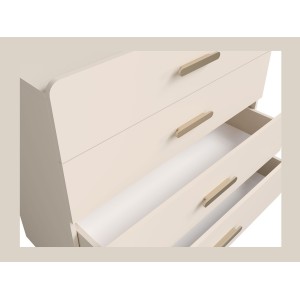 Kommode mit 4 Schubladen AMALIE – Farbe Sandbeige – L100 x H93 x P42 cm – Elegante Ausführung und sanfte Formen