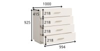 Kommode mit 4 Schubladen AMALIE – Farbe Sandbeige – L100 x H93 x P42 cm – Elegante Ausführung und sanfte Formen