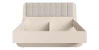 Bed 160x200 cm AMALIE - Kleur zandbeige - Gestoffeerd hoofdeinde - Lattenbodem niet inbegrepen