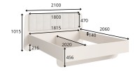 Bed 2-persoons AMALIE 180x200 cm - Gestoffeerd hoofdbord beige stof - Zacht design en afgeronde hoeken - Lattenbodem niet inbegr