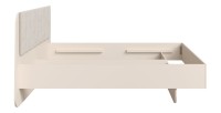Bed 2-persoons AMALIE 180x200 cm - Gestoffeerd hoofdbord beige stof - Zacht design en afgeronde hoeken - Lattenbodem niet inbegr