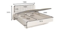 Bed met opbergruimte AMALIE 160x200 cm – Hoofdbord bekleed met beige stof – Lattenbodem inbegrepen – Matras niet inbegrepen