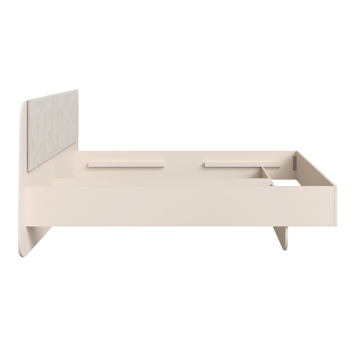 Letto contenitore AMALIE 180x200 cm – Testiera rivestita in tessuto beige – Rete inclusa – Materasso non incluso