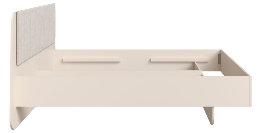 Letto contenitore AMALIE 180x200 cm – Testiera rivestita in tessuto beige – Rete inclusa – Materasso non incluso