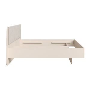 Letto contenitore AMALIE 180x200 cm – Testiera rivestita in tessuto beige – Rete inclusa – Materasso non incluso