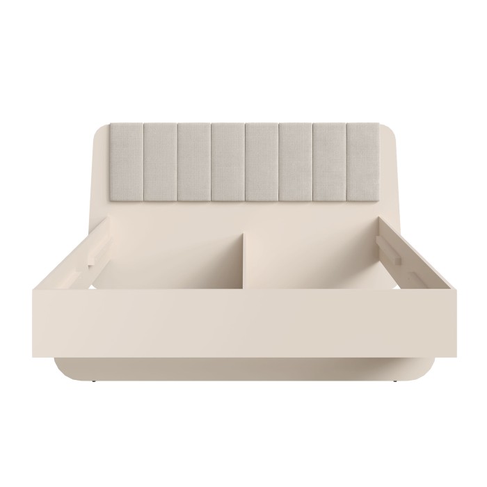Letto contenitore AMALIE 180x200 cm – Testiera rivestita in tessuto beige – Rete inclusa – Materasso non incluso
