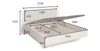 Letto contenitore AMALIE 180x200 cm – Testiera rivestita in tessuto beige – Rete inclusa – Materasso non incluso