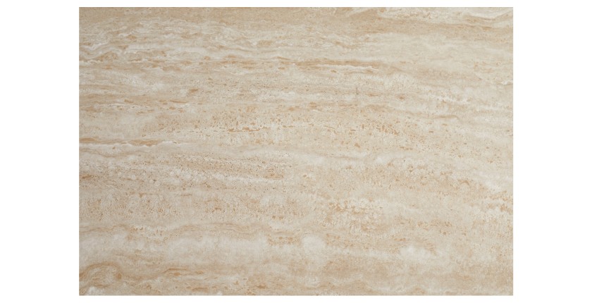 Zoom sur la matière du plateau de la table basse SOLYNE avec plateaux beiges et anneaux marrons