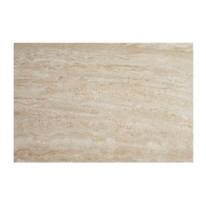 Zoom sur la matière du plateau de la table basse SOLYNE avec plateaux beiges et anneaux marrons