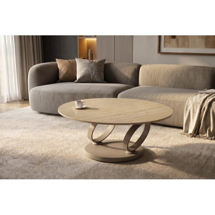 Table basse SOLYNE avec un seul plateau beige