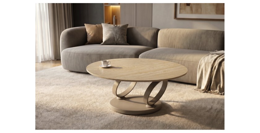 Table basse SOLYNE avec un seul plateau beige