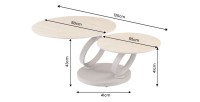 Table basse SOLYNE avec plateaux beiges et anneaux marrons dimensions
