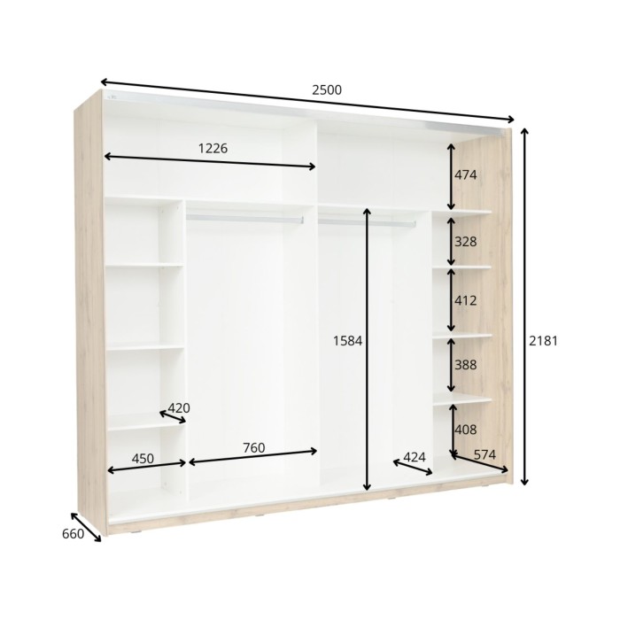 Armoire WOOD 250cm dimensions