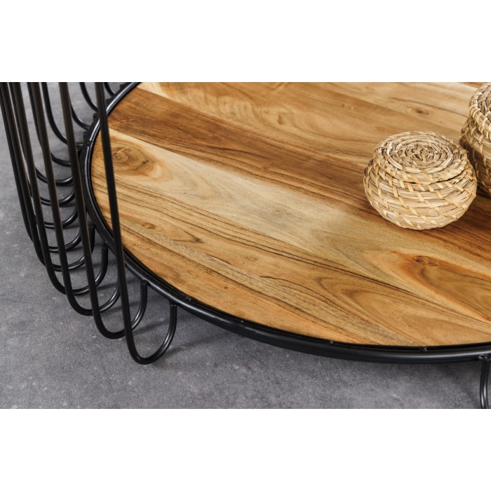 Zoom sur la jonction entre le sous-plateau et la structure de la table basse RONDEL 73cm
