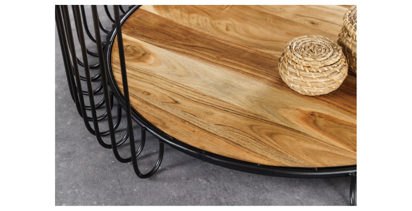 Zoom sur la jonction entre le sous-plateau et la structure de la table basse RONDEL 73cm