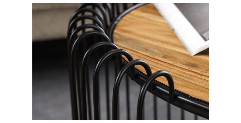 Zoom sur la structure et le plateau de la table basse RONDEL 73cm