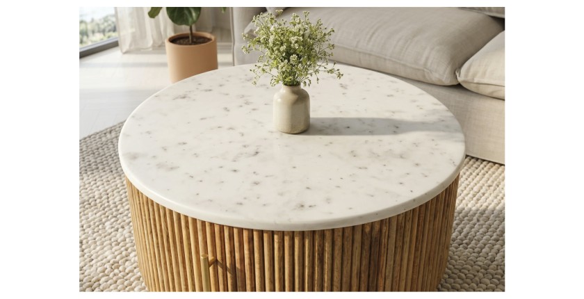 Zoom sur le plateau de la table basse YONA
