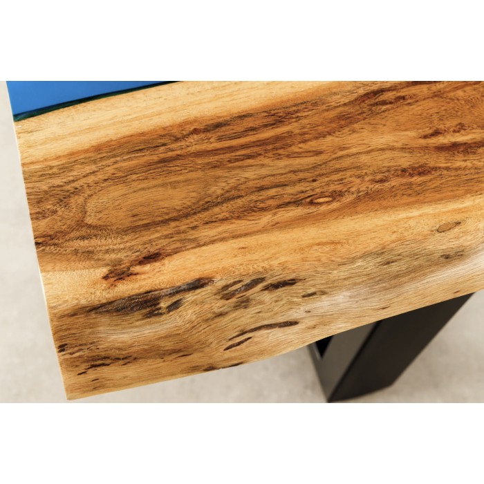 Zoom sur la partie en bois de la table basse LAGUNA 110cm